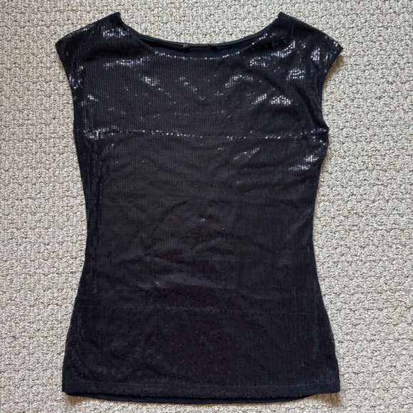 H&M Black Sequin Evening Sleeveless Tank Top Blouse - Picture 4 of 9